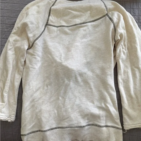 Free People Cream Wrap Hoodie with Brown Ties - Picture 3 of 6